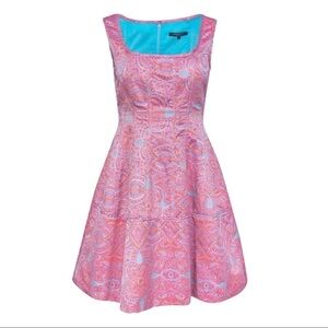 Nanette LePore Pink And Blue Paisley Dress Size 12
